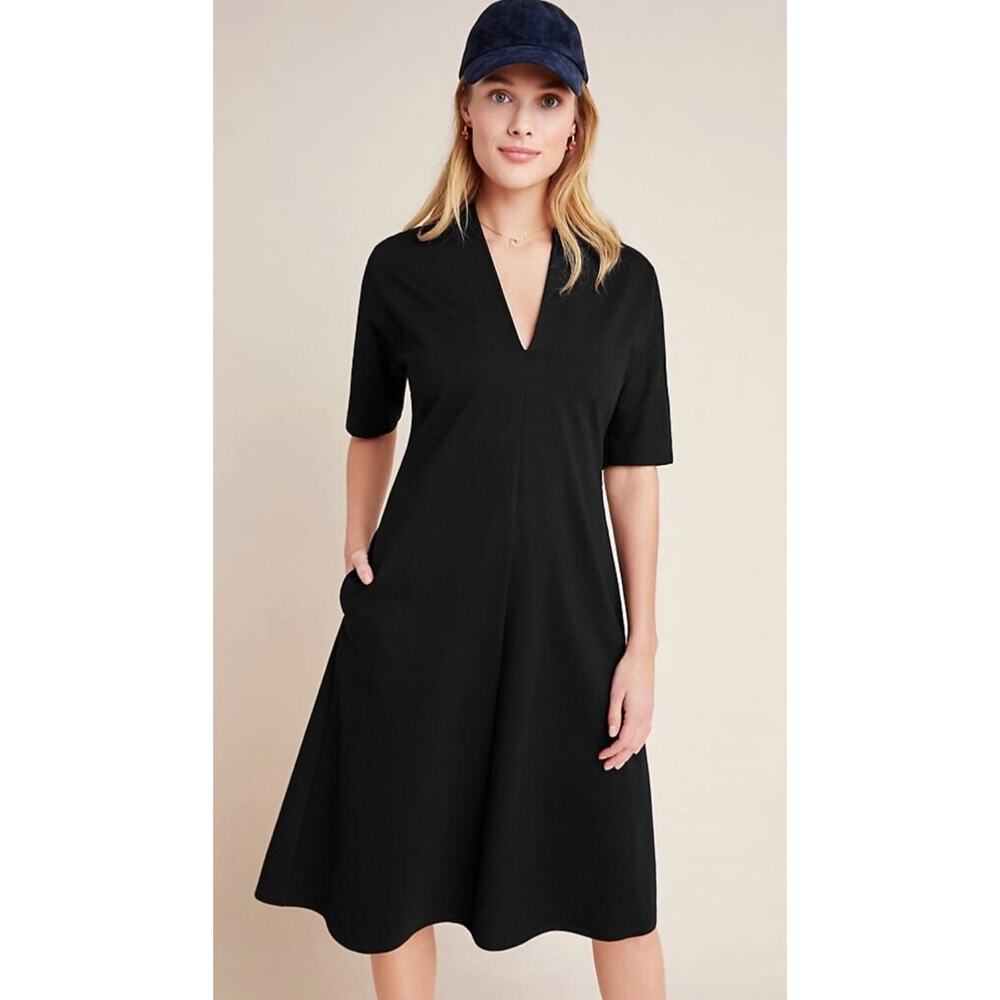 Velvet By Graham Spencer Anthropologie Black Knit Midi Dress Size Medium